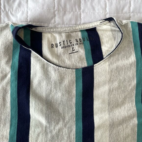Rustic Souls NYC Vertical Stripe Long Sleeve Tshirt Cuff Mens Slim Size L - Picture 4 of 10